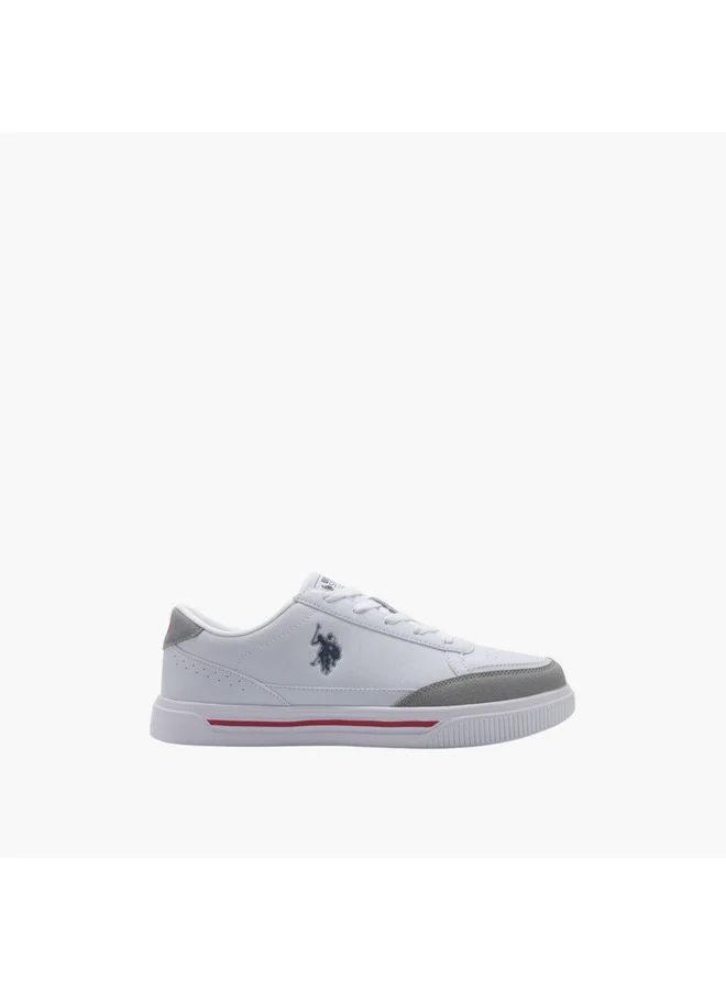 يو اس بولو اسن Men's Logo Detail Lace-Up Sneakers