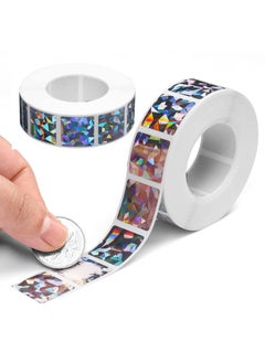 KASTWAVE 2 Rolls Scratch Offs Sticker Square Silver Hologram Holographic Sticker Glitter Labels DIY Make Your Own Lottery Holographic Ticket Games, 1 x 1 Inch Square (300Pcs/ Roll)  - Image 1