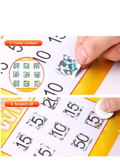 KASTWAVE 2 Rolls Scratch Offs Sticker Square Silver Hologram Holographic Sticker Glitter Labels DIY Make Your Own Lottery Holographic Ticket Games, 1 x 1 Inch Square (300Pcs/ Roll)  - Image 2