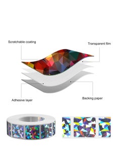 KASTWAVE 2 Rolls Scratch Offs Sticker Square Silver Hologram Holographic Sticker Glitter Labels DIY Make Your Own Lottery Holographic Ticket Games, 1 x 1 Inch Square (300Pcs/ Roll)  - Image 4