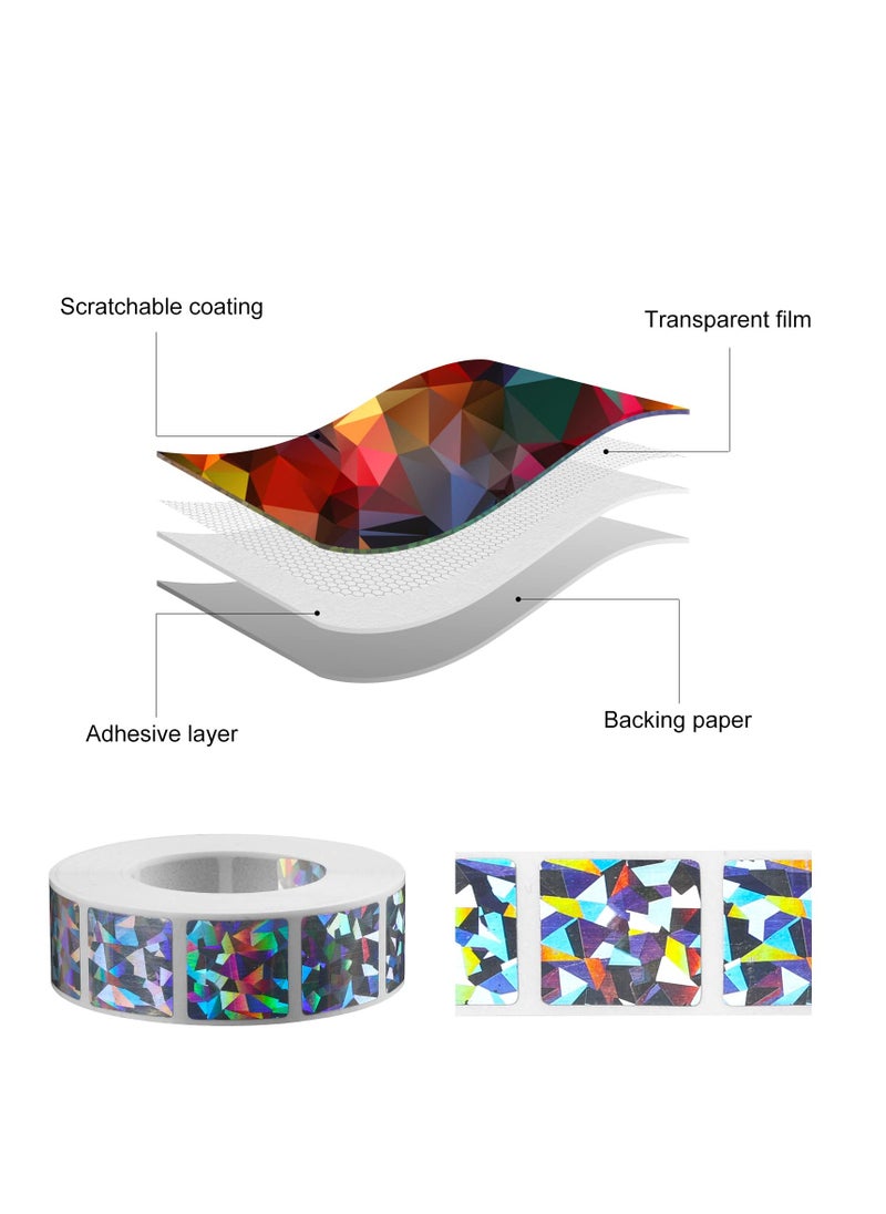 KASTWAVE - 2 Rolls Scratch Offs Sticker Square Silver Hologram Holographic Sticker Glitter Labels DIY Make Your Own Lottery Holographic Ticket Games, 1 x 1 Inch Square (300Pcs/ Roll) - Image 1