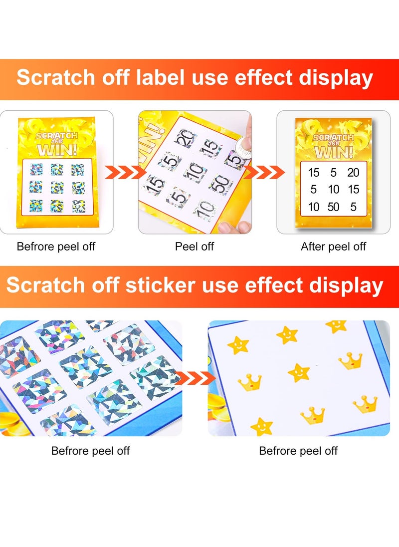 KASTWAVE - 2 Rolls Scratch Offs Sticker Square Silver Hologram Holographic Sticker Glitter Labels DIY Make Your Own Lottery Holographic Ticket Games, 1 x 1 Inch Square (300Pcs/ Roll) - Image 1