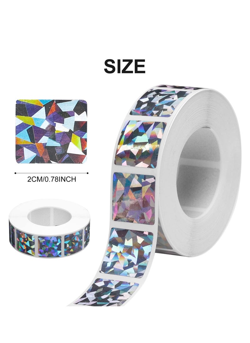 KASTWAVE - 2 Rolls Scratch Offs Sticker Square Silver Hologram Holographic Sticker Glitter Labels DIY Make Your Own Lottery Holographic Ticket Games, 1 x 1 Inch Square (300Pcs/ Roll) - Image 1