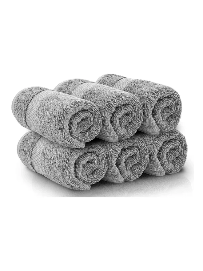 1 تشيس 1CHASE Pack of  6 - Luxury Cotton Bathroom Towel, Grey 40x70cm