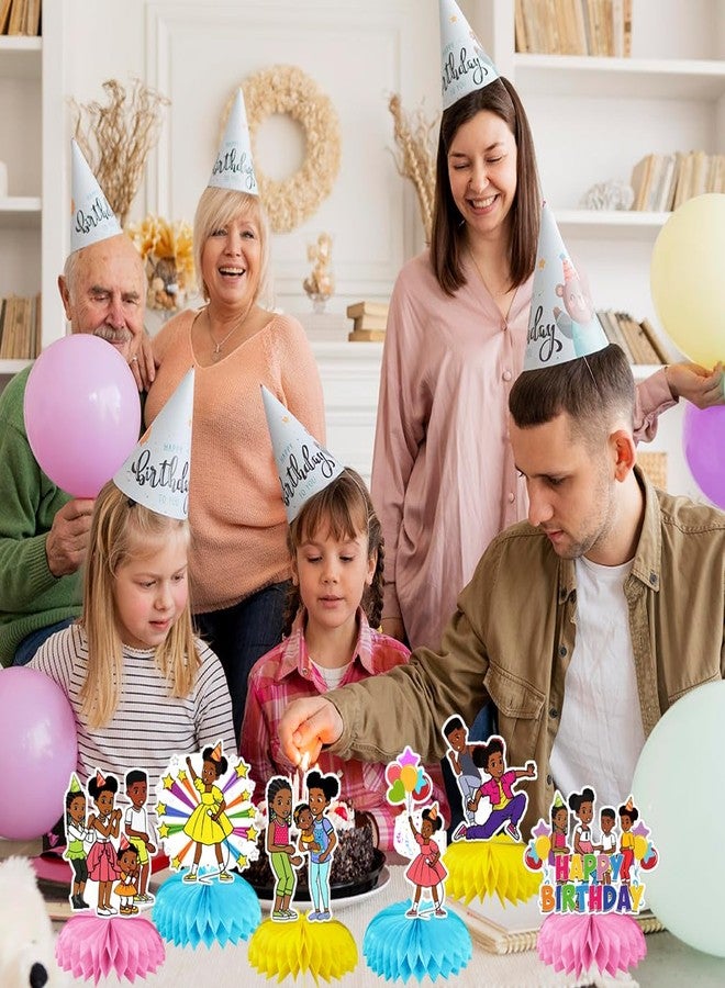Fuyhiuous مجموعة لوازم حفلات غرايسي المكونة من 6 قطع، تتضمن قطع مركزية على شكل خلية نحل، وغطاء طاولة مزدوج الجوانب لتزيين حفلات أعياد ميلاد غرايسي. - Image 3