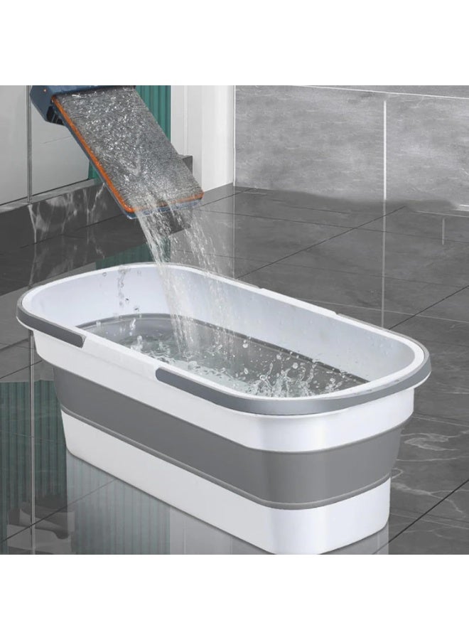 Collapsible Bucket Mop Bucket - 12L Foldable Dish Tub With Wheels | Portable Washing Basin | Space Saving Washtub | Cleaning Washing Bucket For Mop Cleaning Washing Fit Sponge Mop Flat Mop Cotton Mop - Image 4