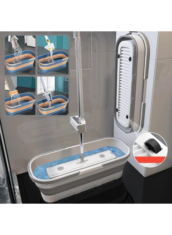 Collapsible Bucket Mop Bucket - 12L Foldable Dish Tub With Wheels | Portable Washing Basin | Space Saving Washtub | Cleaning Washing Bucket For Mop Cleaning Washing Fit Sponge Mop Flat Mop Cotton Mop - Image 2