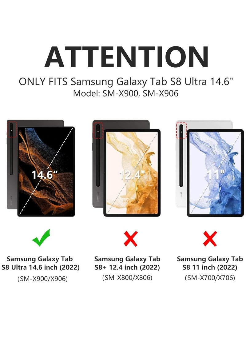 Keyboard Case for Samsung Galaxy Tab Tab S8 Ultra 14.6 Inch 2022-SM-X900/X906, Auto Sleep/Wake Cover, Detachable Magnetically Bluetooth Wireless Color Keyboard with S Pen Holder