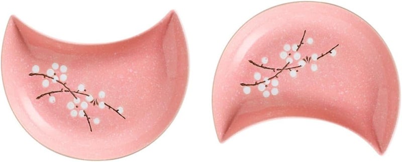2pcs Pink Ceramic Sushi Plates Japanese Style Sushi Serving Tray Seafood and Snack Dish Set for Kitchen Dining - Image 1