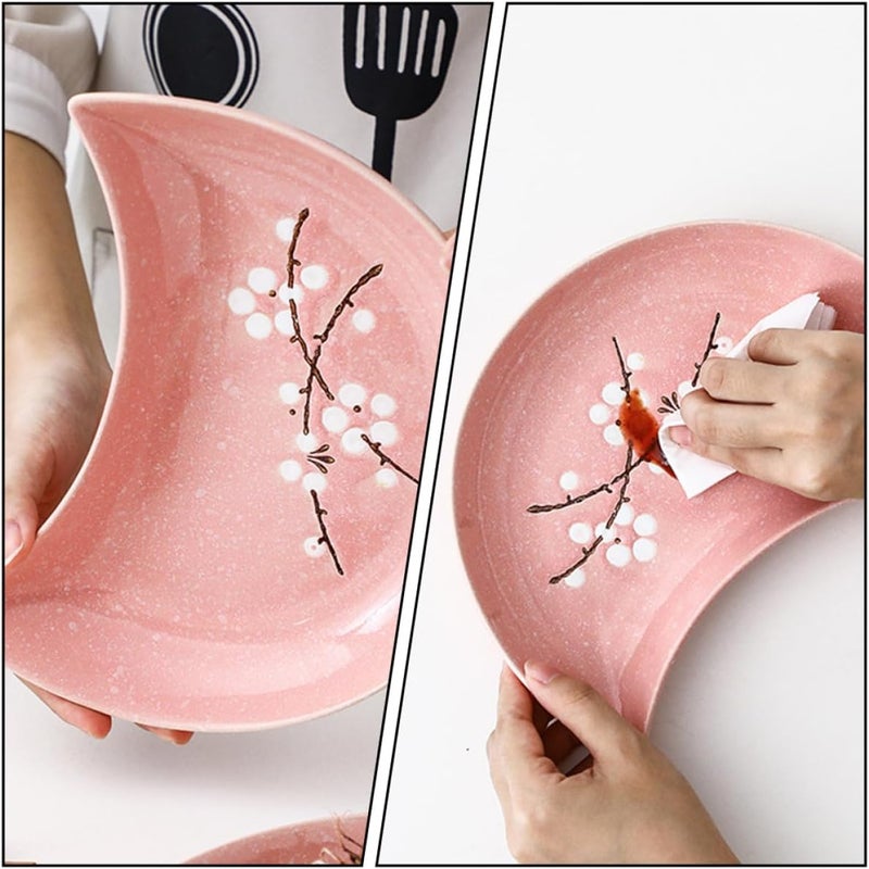2pcs Pink Ceramic Sushi Plates Japanese Style Sushi Serving Tray Seafood and Snack Dish Set for Kitchen Dining - Image 5