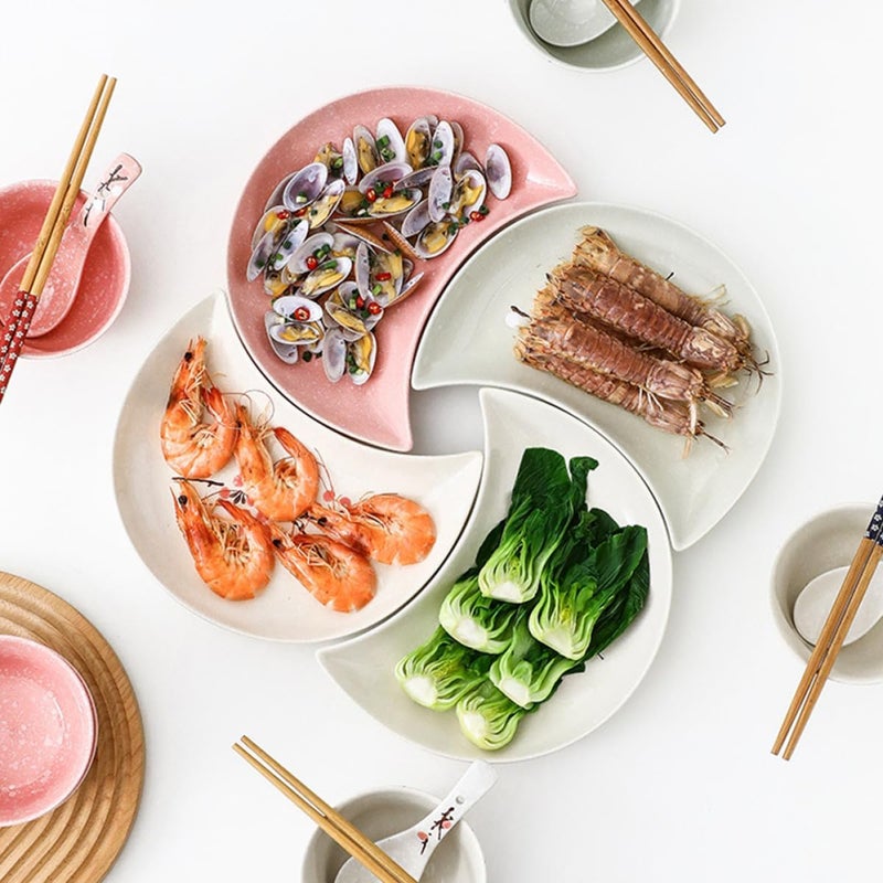 2pcs Pink Ceramic Sushi Plates Japanese Style Sushi Serving Tray Seafood and Snack Dish Set for Kitchen Dining - Image 4