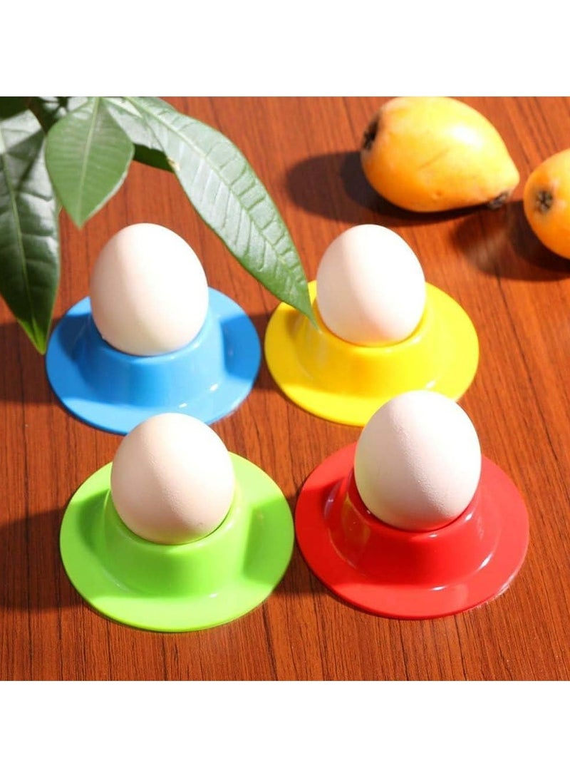 4-Pack Colorful Silicone Egg Holder Set - Stackable Egg Cups for Kitchen, Boiled Eggs, Breakfast  - Image 2