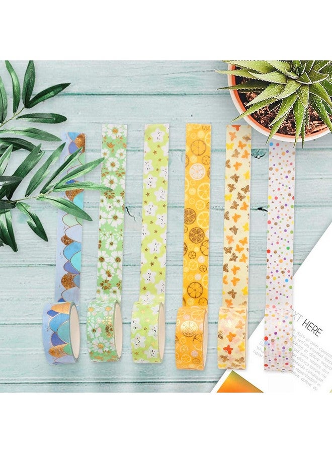 HASTHIP® 12 Rolls Cute Gold Foil Flower Decorative Masking Tape Scrapbooking Tape for DIY Art & Crafts and Gift Wrapping Holiday Decoration (Yellow) - Image 5