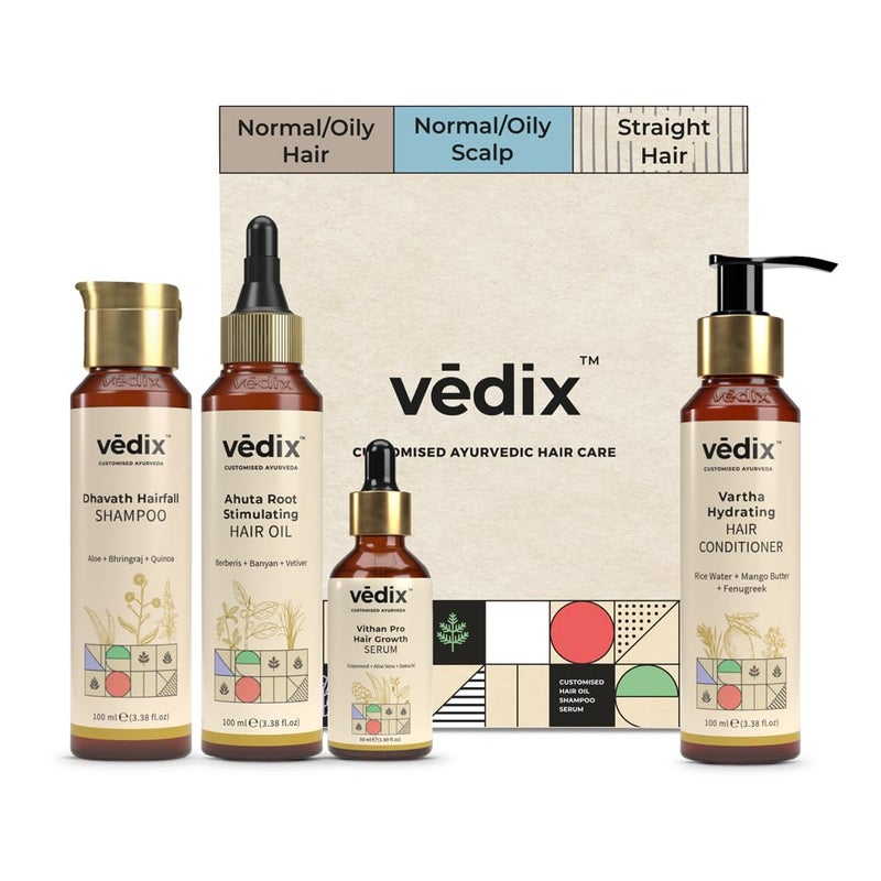 Vedix Customized Ayurvedic Hair Care Kit for Normal  Oily Scalp  Straight Hair  Hair Care Combo - Image 1