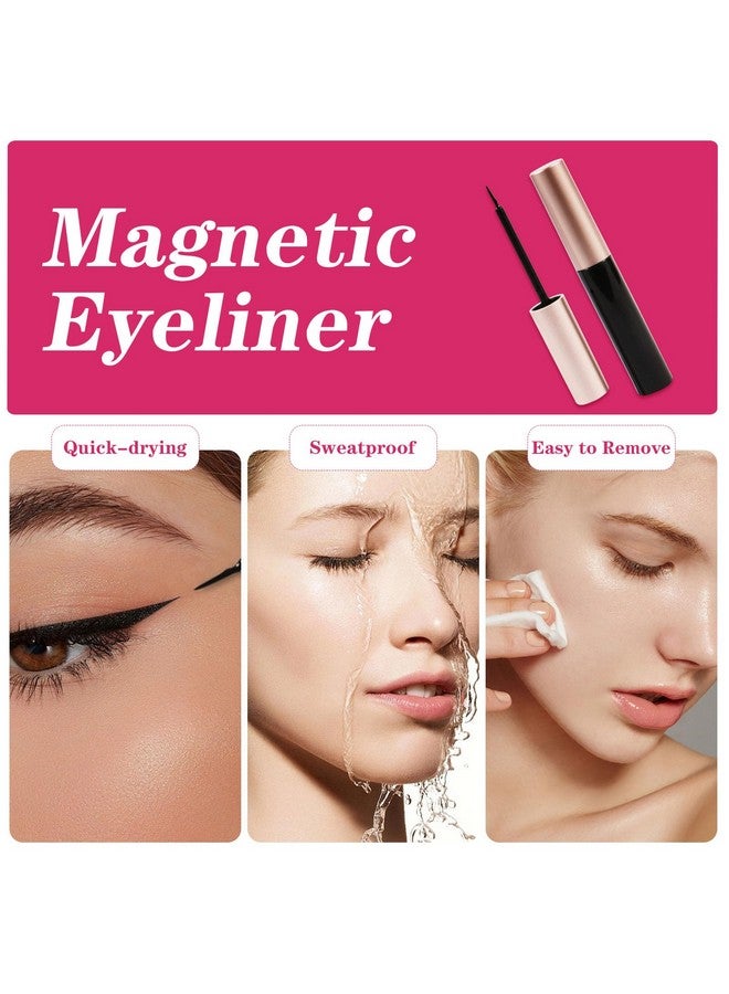 FEITA Magnetic Lashes with Applicator & Magnetic Eyeliner Kit - FEITA Reusable 3D 5D Magnetic Eyelashes Pack with 1 Tweezers & Upgraded 4 Tubes Magnetic Eyeliner, No Glue (15 Packs) - Image 4
