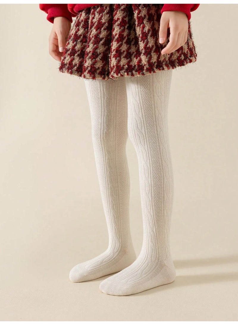 Kids’ Winter Leggings in White, Featuring a Soft, Plush Faux Fur Fleece Lining That Helps Retain Warmth and Provides Cozy Comfort During Cold Weather. Designed with Fully Enclosed Feet for Extra Coverage and Warmth, These Fleece-Lined Winter Pants Are Ideal for Everyday Wear and Suitable for Children Aged 5–3 Years. - Image 2