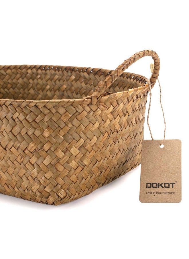 DOKOT Woven Baskets For Storage, Rattan Baskets With Handles For Kitchen, Wicker Baskets For Storage Organizer, Small Baskets For Fruits, Seagrass Baskets Set Of 3 - Image 2