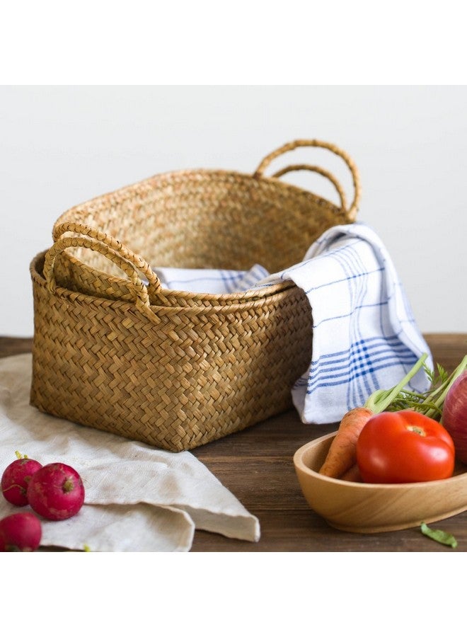 DOKOT Woven Baskets For Storage, Rattan Baskets With Handles For Kitchen, Wicker Baskets For Storage Organizer, Small Baskets For Fruits, Seagrass Baskets Set Of 3 - Image 5