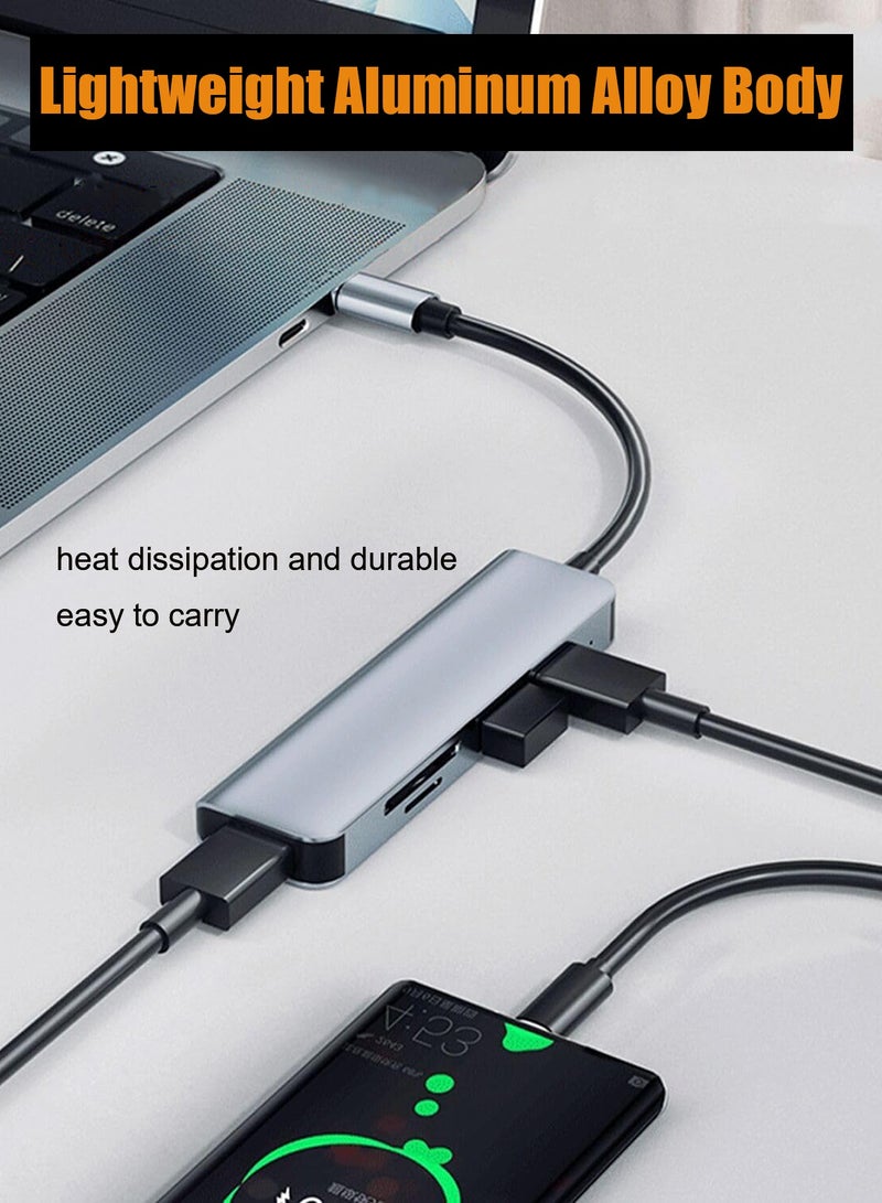 هيروكس موزع مع قارئ بطاقات ذاكرة USB-C 5 في 1 ومحول 3 منافذ USB 3.0، لأجهزة الكمبيوتر الشخصية وأجهزة الكمبيوتر المحمولة وأجهزة MacBook Pro/Air وiMac Pro وSurface والكمبيوتر اللوحي - Image 4