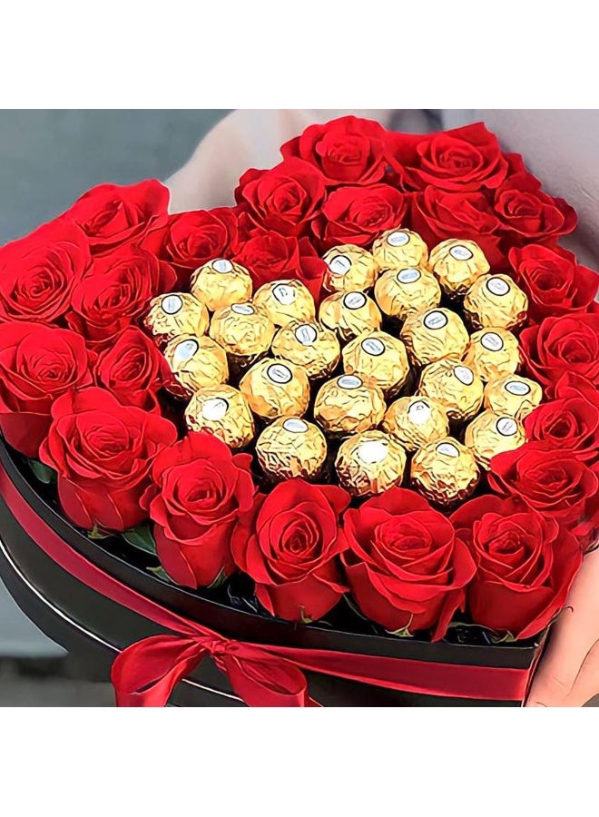 Carmel Flowers Red Roses And Chocolate Heart Box - Image 3