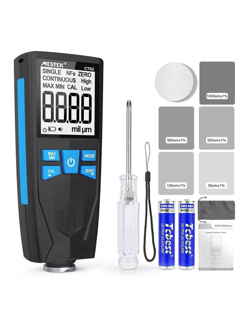 MESTEK Paint Thickness Gauge MESTEK Digital Car Coating Thickness Gauge Tester, Paint Mil Thickness Meter Gauge Large LCD with Backlight, Resolution 0.01mils Automatic F/NF - Image 1