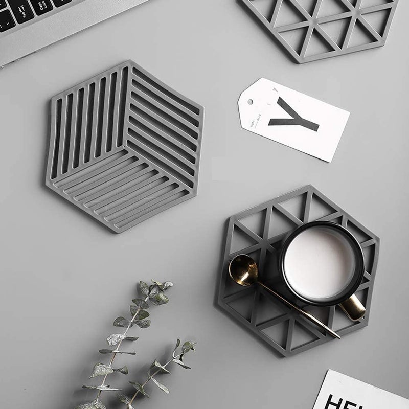 Primetan Trivet Mats,4 Pack Silicone Table Mats Heat Resistant Hot Pans Non-Slip Pot Holders Placemat for Bowl Dishes Kitchen Cooking Dining (Blue-Line) - Image 3