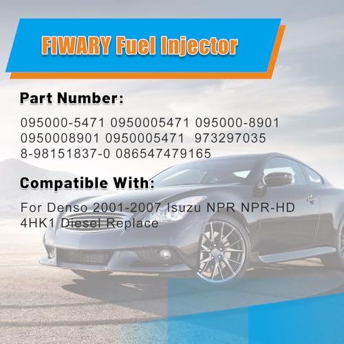 FIWARY Set of 4 Diesel Fuel Injectors 0950005471 for Isuzu NPR NPRHD 20012007 4HK1 Engine Direct Fit OE Replacement for 0950008901 - Image 3