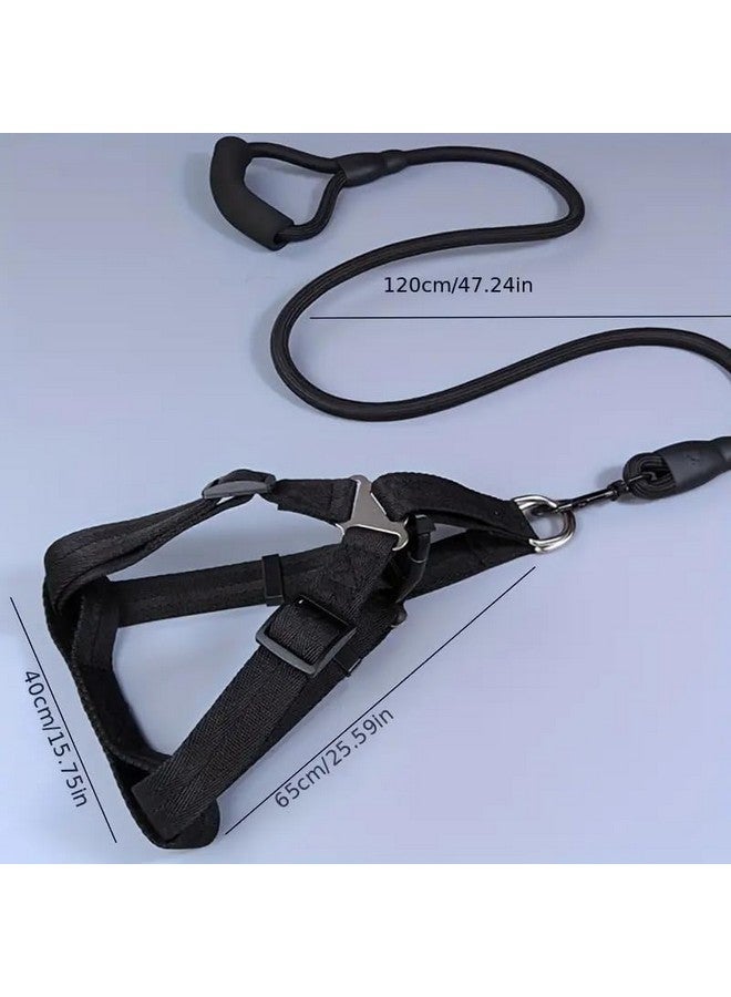 حزام ومقود مبطنان ناعمان قابلان للتعديل ومريحان ومقبض مريح مثالي للكلاب المتوسطة والكبيرة (قد يختلف اللون) - Image 2