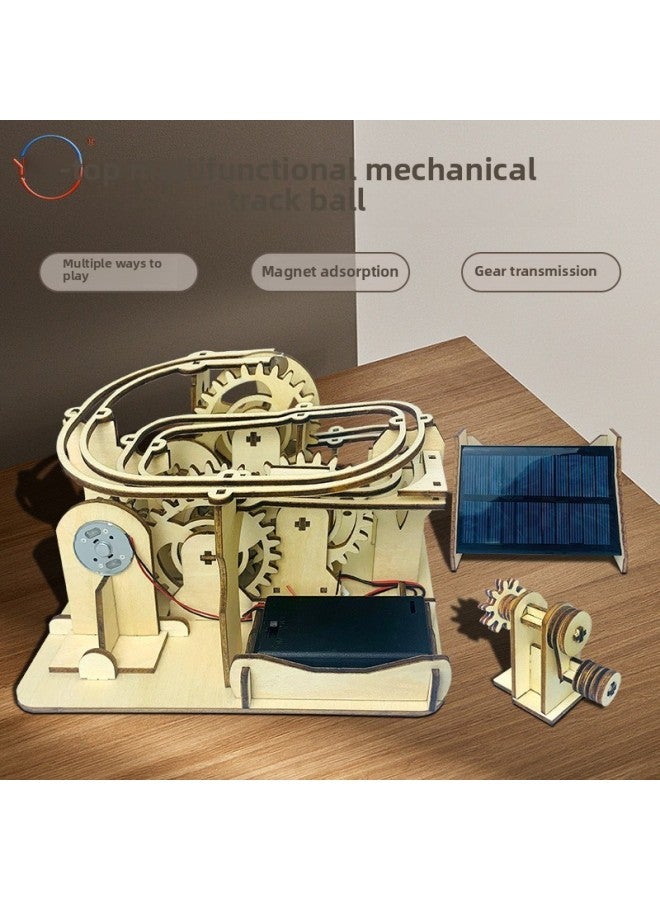 Multifunctional Mechanical Transmission Model Children's Assembled Toys Handmade Diy Three-dimensional Ornaments Wooden Track Ball-Color:Support Customized Track Balls - Image 1