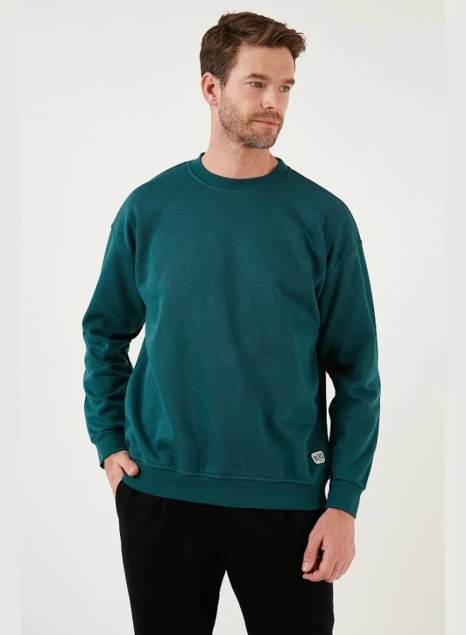 بوراتي سويت شيرت رجالي قطن مبطن فليس بياقة دائرية بقصة عادية من بوراتي