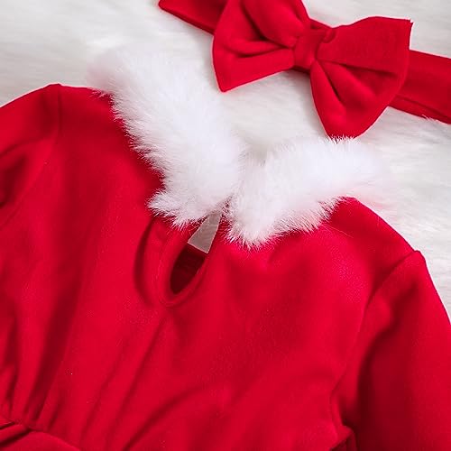 BemeyourBBs Toddler Baby Girl Christmas Dress Santa Claus Dress Princess Dress Cute Christmas Outfit (6-12 Months, Red Romper Dress B) - Image 5