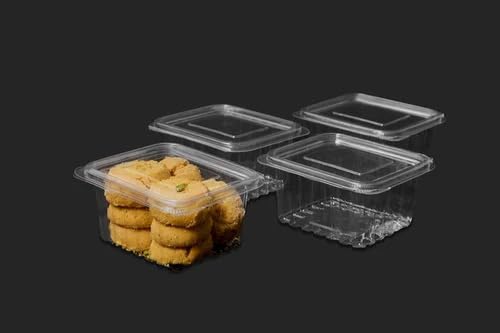 TENDERCOTT حاوية تعبئة الطعام البلاستيكية الشفافة القابلة لإعادة الاستخدام سعة 150 مل صديقة للبيئة متينة مع أغطية ملحقة 250 مستطيلة 25 250 مل_25 قطعة - Image 2