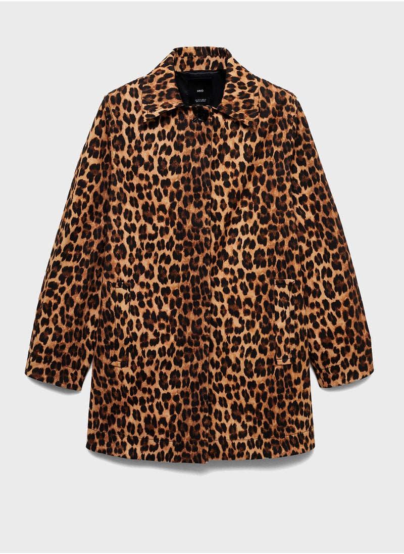 MANGO - Leopard Straight Coat - Image 1