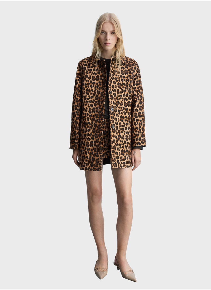 MANGO - Leopard Straight Coat - Image 1