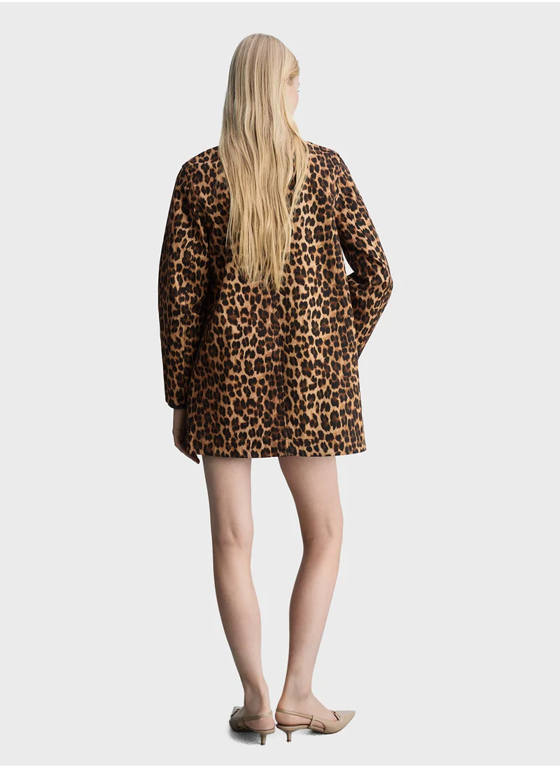 MANGO Leopard Straight Coat