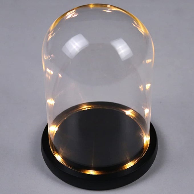 Glass Dome Cloche with LED Light Base Countertop Bell Jar Display Dome Clear Glass Display Case Deco 433 D X 47 H Gifts for Women