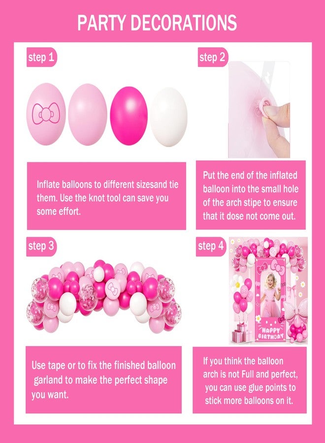 jenmir Birthday decorations for girls,Happy Birthday Banner, 35 Balloons,Pink bow Foil Balloon,Photo Booth Props for women (Pink Cat) - Image 5