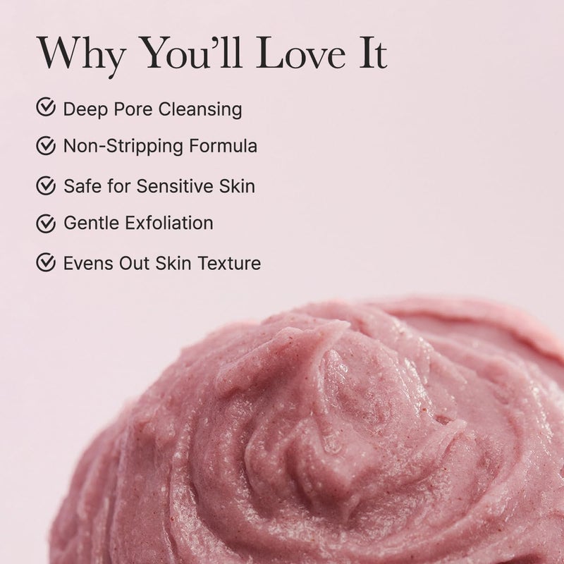 Storage burden minimized build French Royal Rosehip Brightening Face Cleanser & Daily Scrub - Moisturizing, Exfoliating & Deep-Cleansing - Spa Quality, All Skin Types with Rice Powder & Rice Water (4.23oz) High strength upgraded material - Image 3