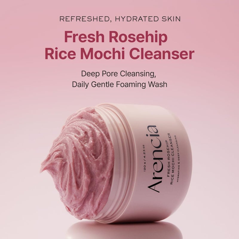 Storage burden minimized build French Royal Rosehip Brightening Face Cleanser & Daily Scrub - Moisturizing, Exfoliating & Deep-Cleansing - Spa Quality, All Skin Types with Rice Powder & Rice Water (4.23oz) High strength upgraded material - Image 2