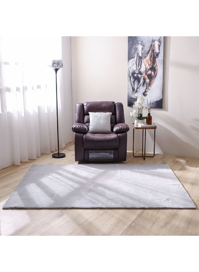 DANUBE HOME Plain Plush Solid Soft Fur Rug  | Washable Solids Style | Polyester Area Rug Floor Covering | Indoor Carpet For Living Room Dining Bedroom 160x230cm-Light Grey - Image 5
