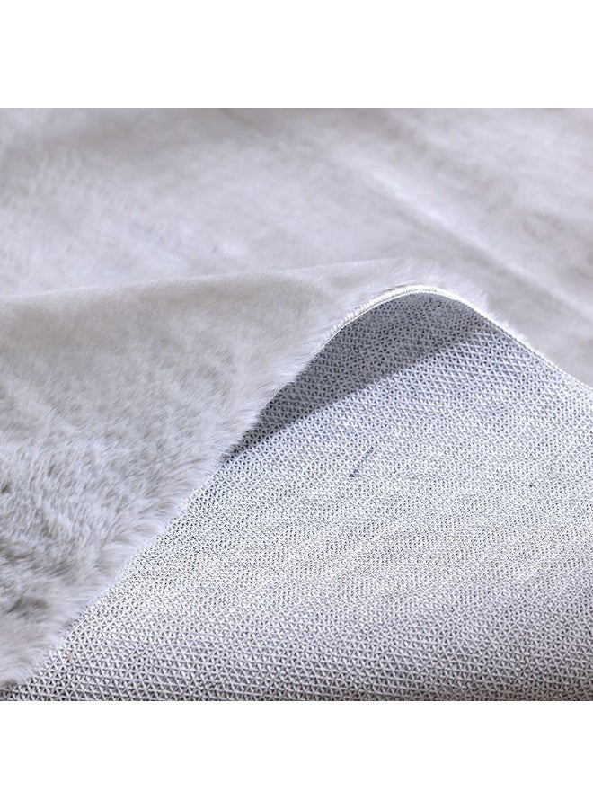 DANUBE HOME Plain Plush Solid Soft Fur Rug  | Washable Solids Style | Polyester Area Rug Floor Covering | Indoor Carpet For Living Room Dining Bedroom 160x230cm-Light Grey - Image 3