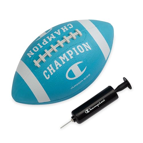 Champion Blitz Football Junior Fierce TideWhite AllWeather Football Enhanced Grip Durable Rubber Cover and Molded Laces for Outdoor Sports Training Includes 6 Ball Pump - Image 1