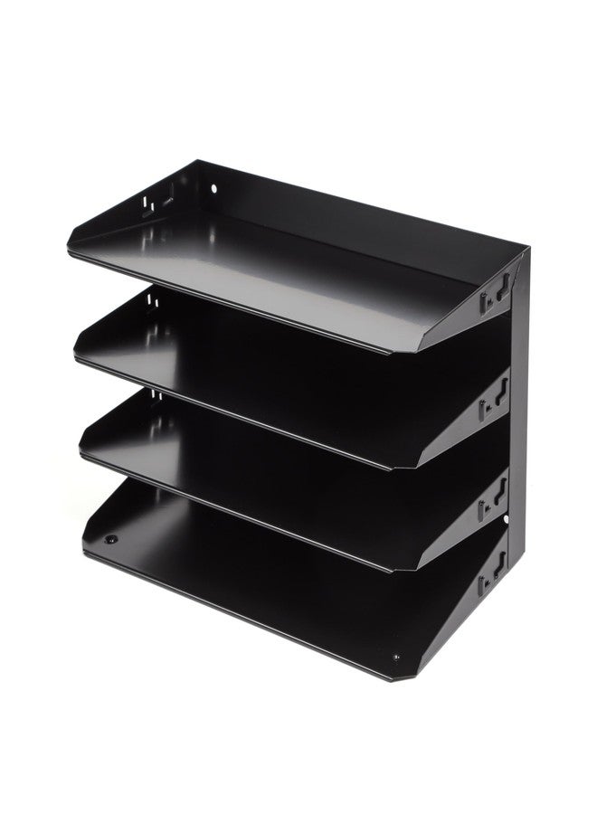 Huron Desktop Horizontal 4-Slot Legal File Binder Organizer Storage Letter Tray, Black Commercial Grade Steel - Image 4