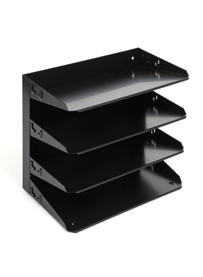 Huron Desktop Horizontal 4-Slot Legal File Binder Organizer Storage Letter Tray, Black Commercial Grade Steel - Image 5