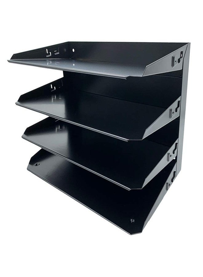 Huron Desktop Horizontal 4-Slot Legal File Binder Organizer Storage Letter Tray, Black Commercial Grade Steel - Image 1