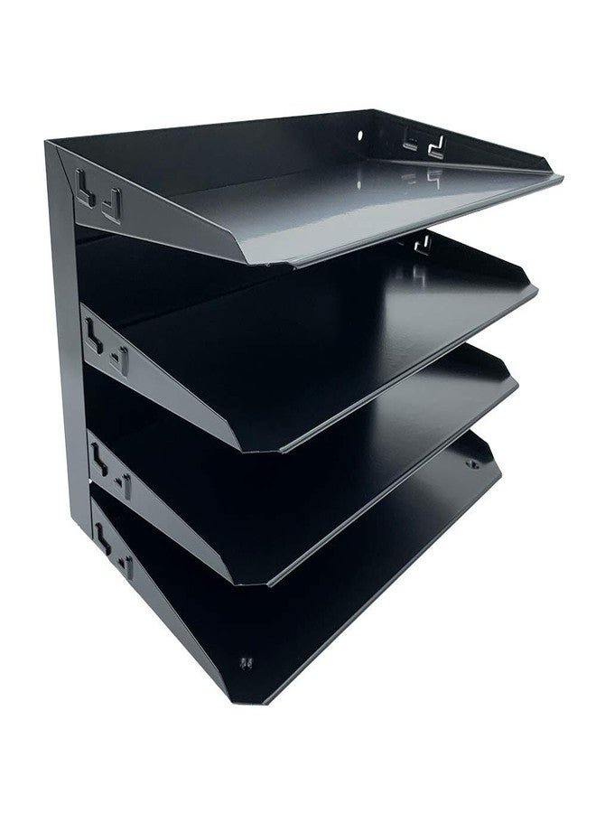 Huron Desktop Horizontal 4-Slot Legal File Binder Organizer Storage Letter Tray, Black Commercial Grade Steel - Image 3