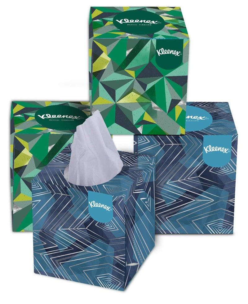 Kleenex Facial Tissue Box 60041B - Cube Box Facial Tissue - 4 Tissue Boxes x 80 White 2 Ply Facial Tissues - Sheet Size 20 x 20 cm(320 Tissues Total) - Image 1