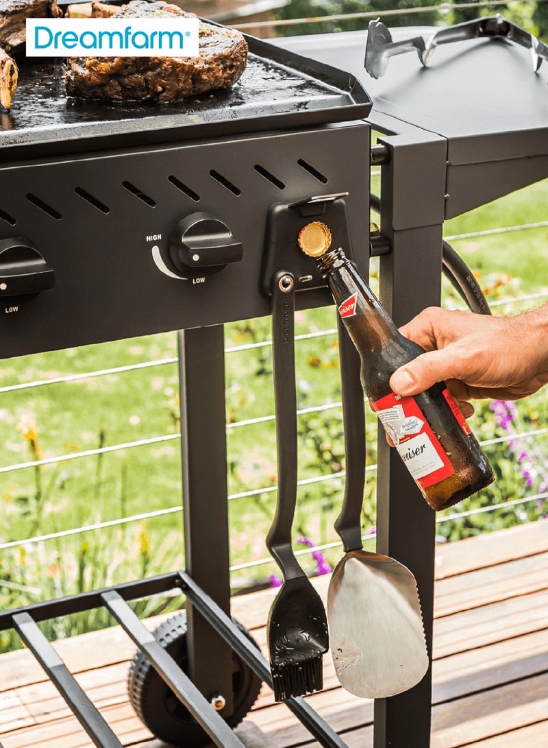 دريم فارم مجموعة أدوات الشواء 4 قطع | تشمل فرشاة دهن الشواء BBQ بريزل | ملقط قفل BBQ كلونغز | ملعقة شواء BBQ تشوبولا | حامل أدوات مغناطيسي مع فتاحة زجاجات | 11.5 × 7 × 42.5 سم - Image 2