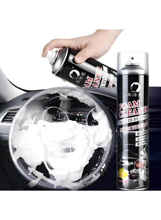 زجاجة كبيرة منظف فوم قوي 650 مل – سبراي متعدد الوظائف لإزالة البقع من الستائر، الأقمشة، السجاد، داخل السيارة، الدراجات النارية، والأسطح المنزلية، تركيبة فوم كثيف وغني للتنظيف العميق السريع والفعال، آمن وصديق للبيئة - Image 4