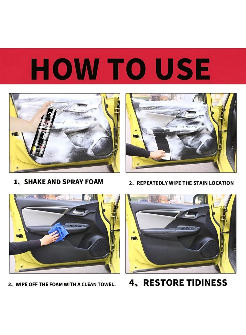زجاجة كبيرة منظف فوم قوي 650 مل – سبراي متعدد الوظائف لإزالة البقع من الستائر، الأقمشة، السجاد، داخل السيارة، الدراجات النارية، والأسطح المنزلية، تركيبة فوم كثيف وغني للتنظيف العميق السريع والفعال، آمن وصديق للبيئة - Image 5